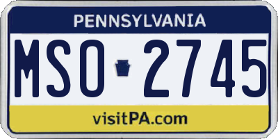 PA license plate MSO2745