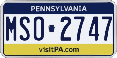 PA license plate MSO2747
