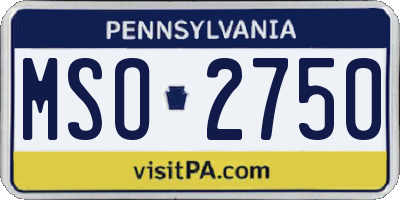 PA license plate MSO2750