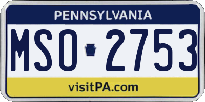 PA license plate MSO2753