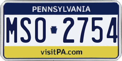 PA license plate MSO2754