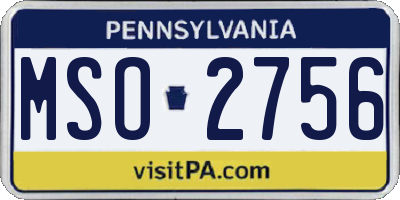 PA license plate MSO2756