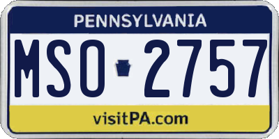 PA license plate MSO2757