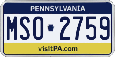 PA license plate MSO2759