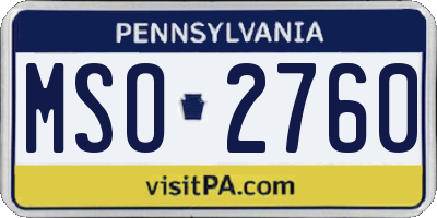 PA license plate MSO2760