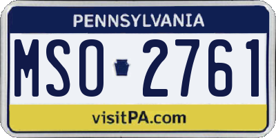 PA license plate MSO2761