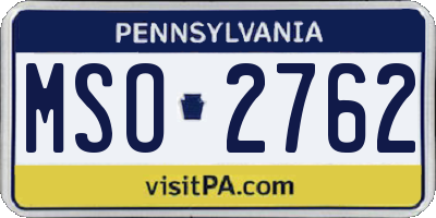 PA license plate MSO2762