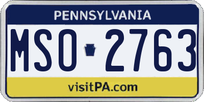 PA license plate MSO2763