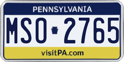 PA license plate MSO2765