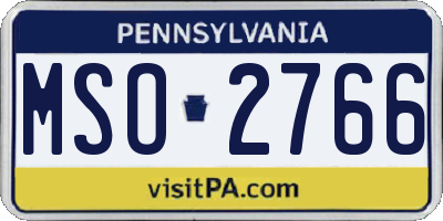 PA license plate MSO2766