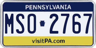 PA license plate MSO2767