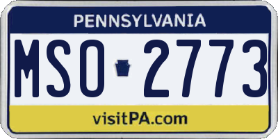 PA license plate MSO2773