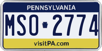 PA license plate MSO2774