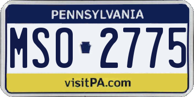 PA license plate MSO2775