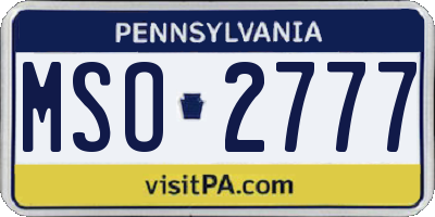PA license plate MSO2777
