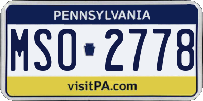 PA license plate MSO2778