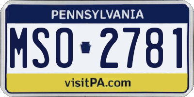 PA license plate MSO2781