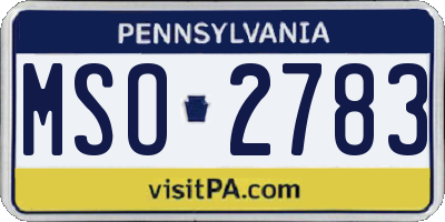 PA license plate MSO2783