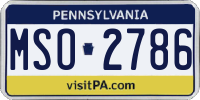 PA license plate MSO2786