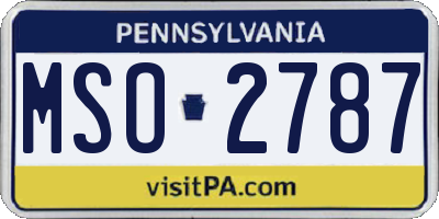 PA license plate MSO2787