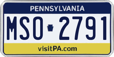 PA license plate MSO2791