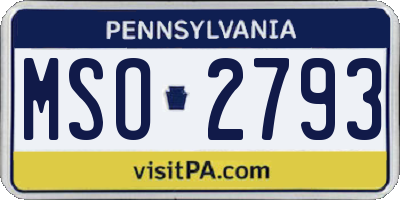 PA license plate MSO2793