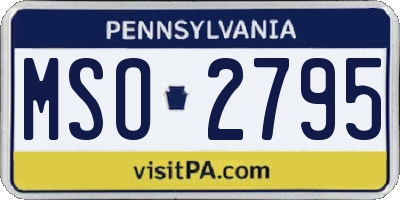 PA license plate MSO2795