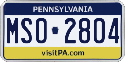 PA license plate MSO2804