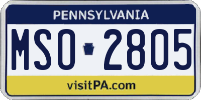 PA license plate MSO2805