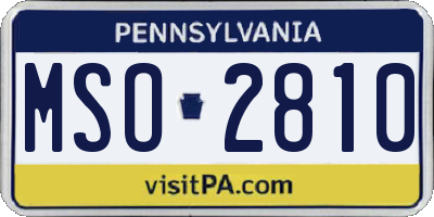 PA license plate MSO2810
