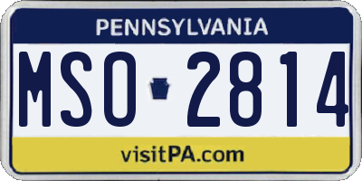 PA license plate MSO2814