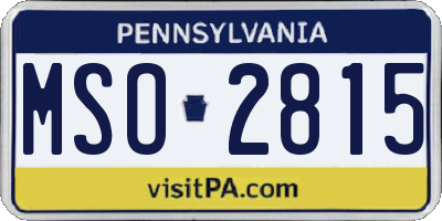 PA license plate MSO2815