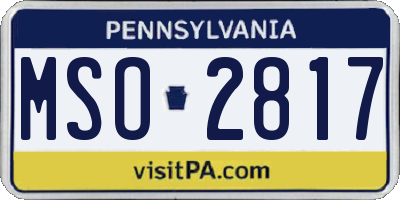 PA license plate MSO2817