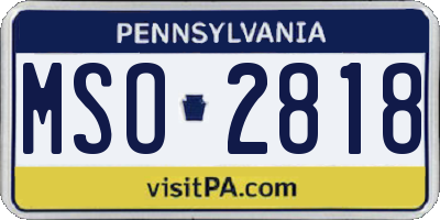 PA license plate MSO2818