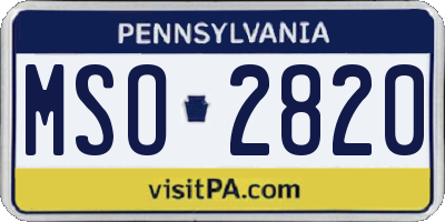 PA license plate MSO2820