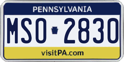 PA license plate MSO2830