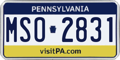 PA license plate MSO2831