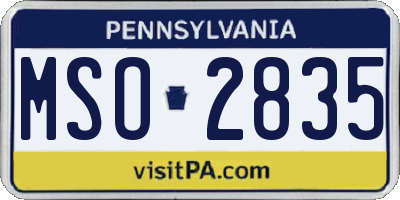 PA license plate MSO2835