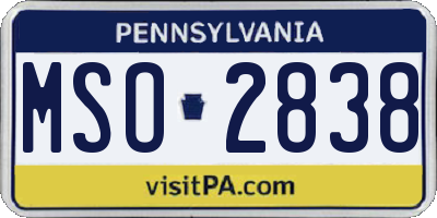 PA license plate MSO2838