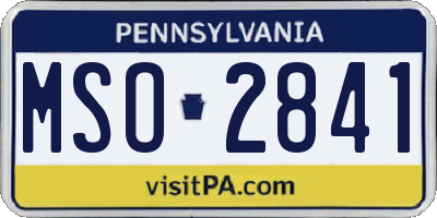 PA license plate MSO2841