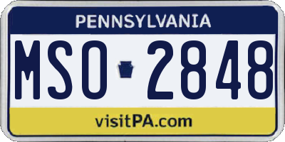 PA license plate MSO2848