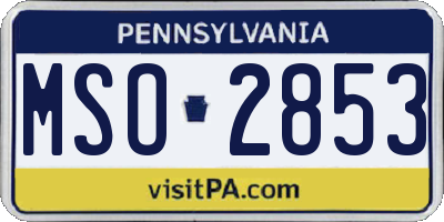 PA license plate MSO2853