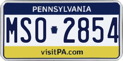 PA license plate MSO2854