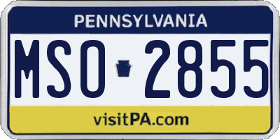 PA license plate MSO2855
