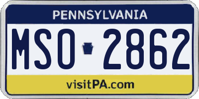 PA license plate MSO2862