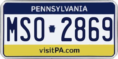 PA license plate MSO2869