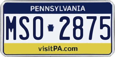 PA license plate MSO2875