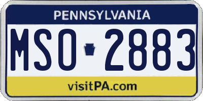 PA license plate MSO2883