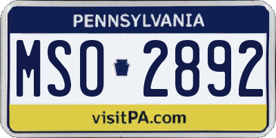 PA license plate MSO2892