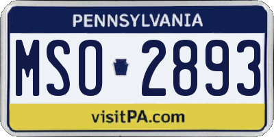 PA license plate MSO2893